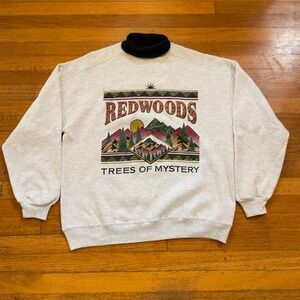 VTG 1992 Redwoods Trees of Mystery Graphic Sweatshirt XL turtleneck 2 tone gray